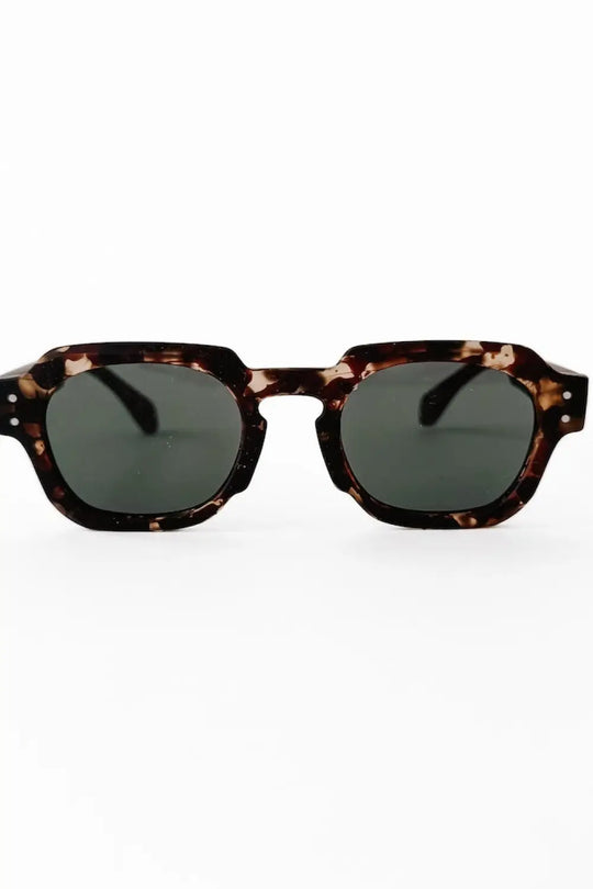Blocky Square Retro Sunglasses - Tortoise - Sunglasses