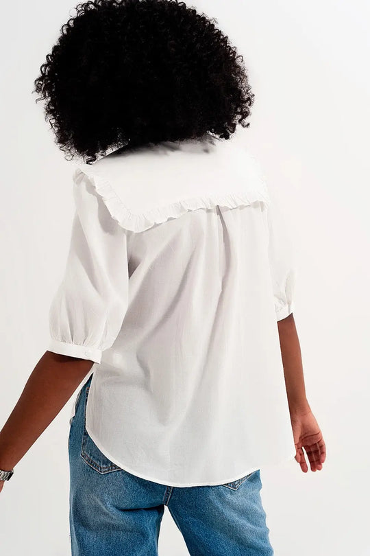 Blouse à col champêtre Blanc - Tee-Shirt