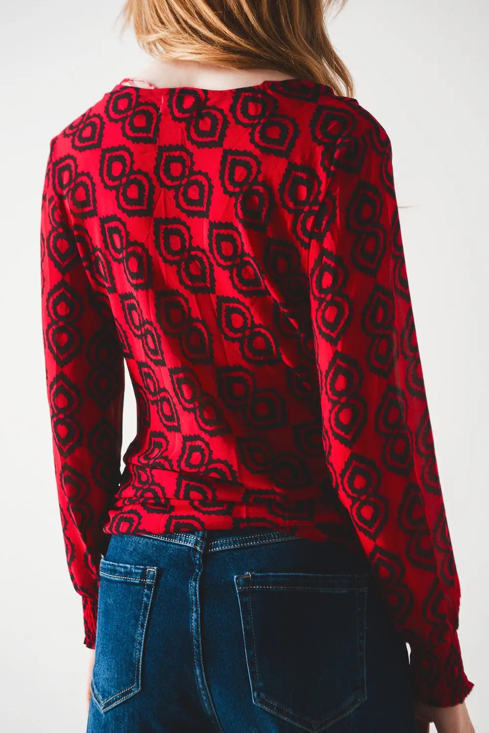 Blouse à manches froncées fuchsia - Tops