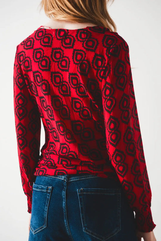 Blouse à manches froncées fuchsia - Tops