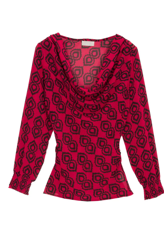 Blouse à manches froncées fuchsia - Tops