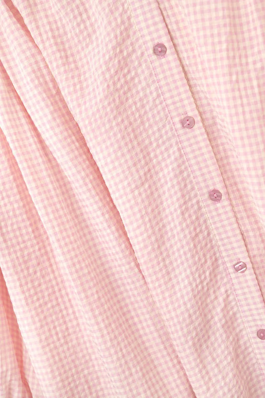 blouse ample en carreaux vichy rose clair - Tee-Shirt
