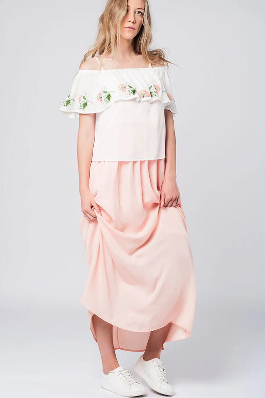 Blouse blanche détails brodés - Tee-Shirt