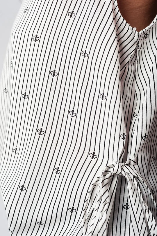 Blouse bleu marine imprimé - Tee-Shirt