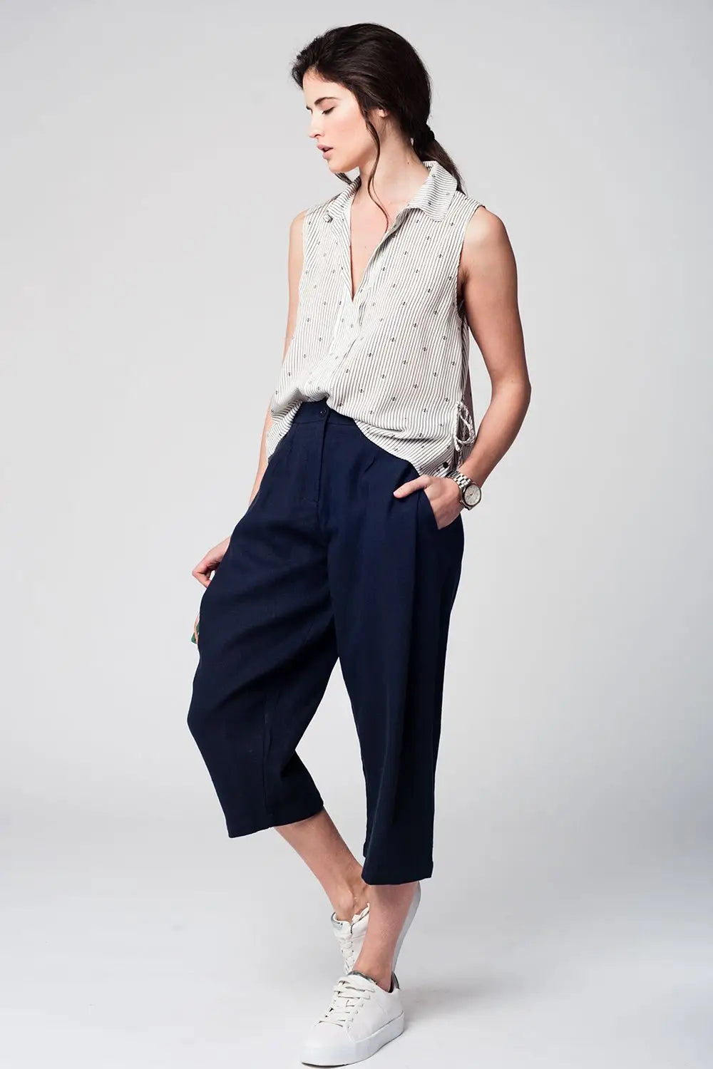 Blouse bleu marine imprimé - Tee-Shirt