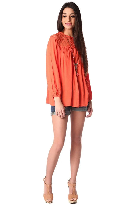 Blouse effet cage en orange - Tee-Shirt