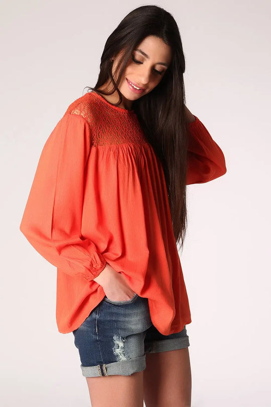 Blouse effet cage en orange - Tee-Shirt