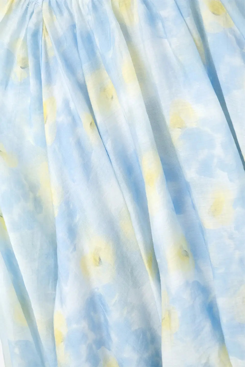 Blouse en chiffon imprimé bleu avec manches ballon - Tee-Shirt