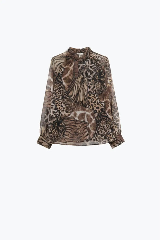 blouse en mousseline de soie à imprimé animal - Tee-Shirt