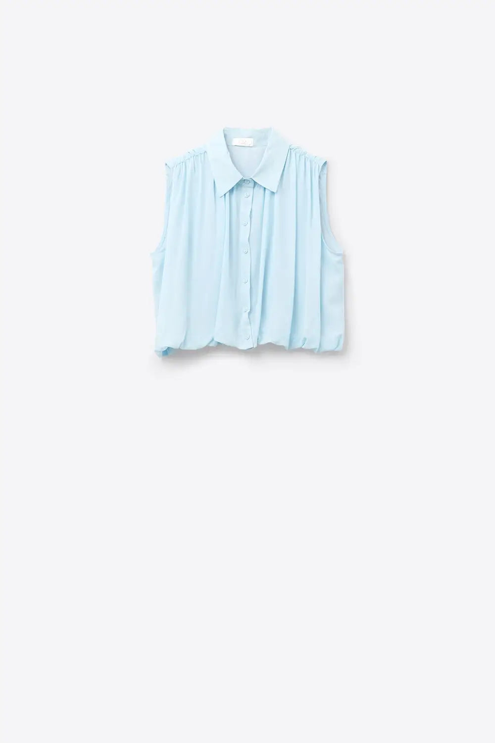 blouse en mousseline de soie bleu ciel avec plis à l’ourlet - Tee-Shirt