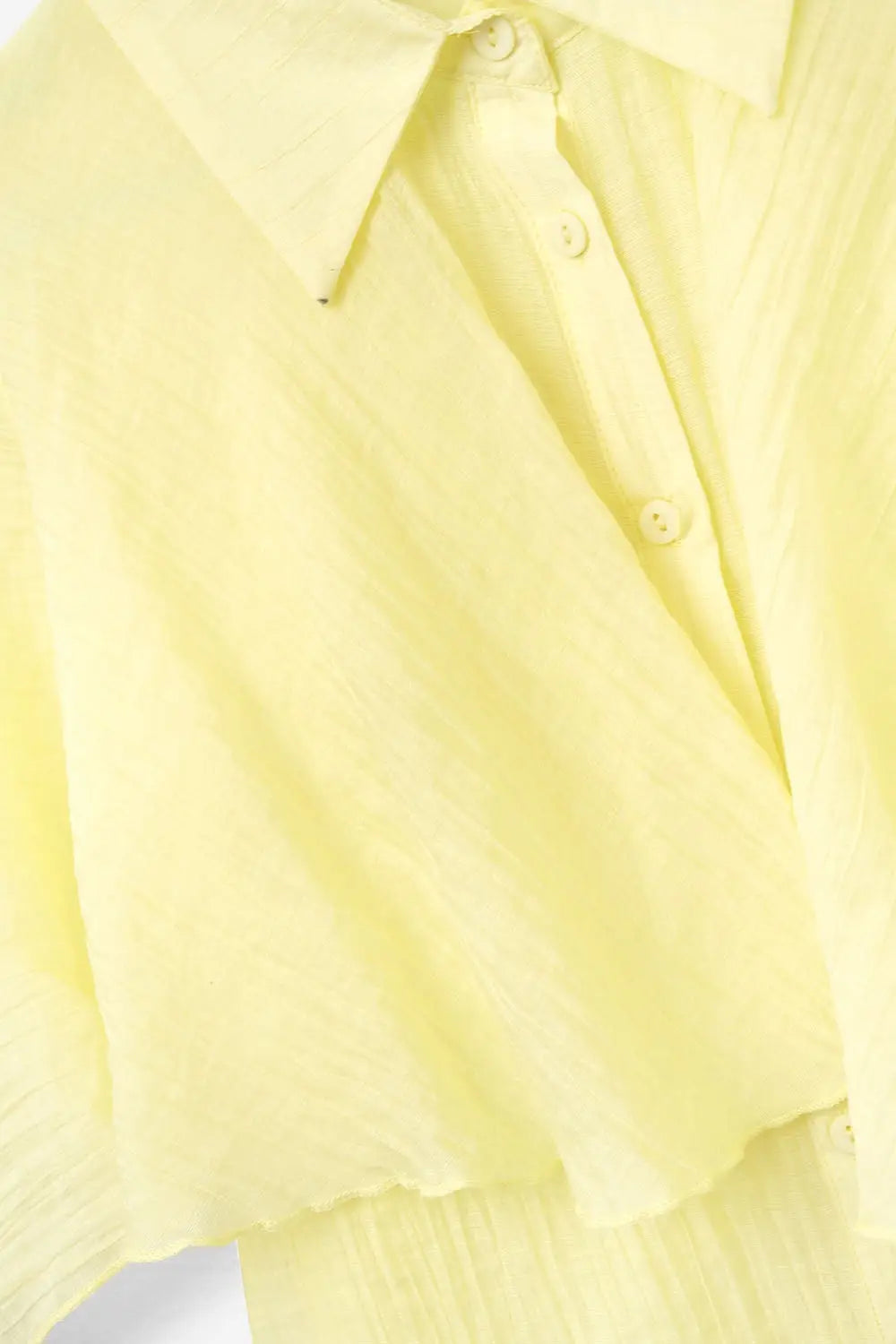 Blouse en mousseline de soie texturée jaune à manches tombantes - Tee-Shirt