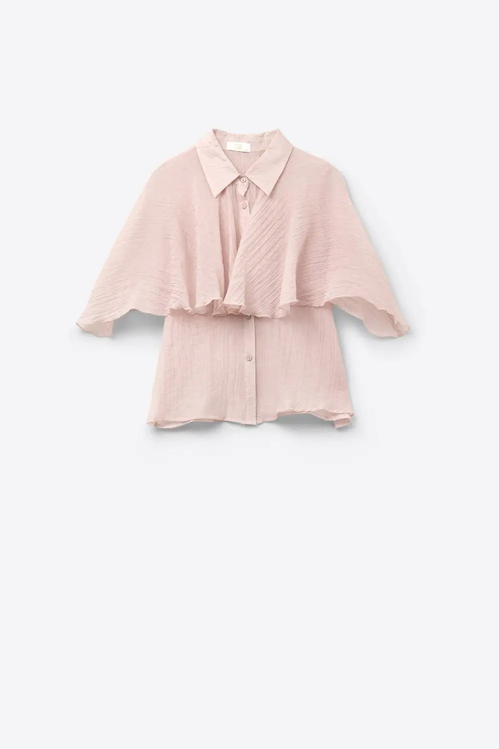 Blouse en mousseline de soie texturée rose à manches tombantes - Tee-Shirt