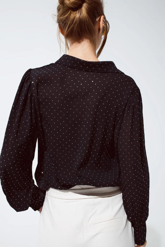 Blouse in black with strass detail - Shirts