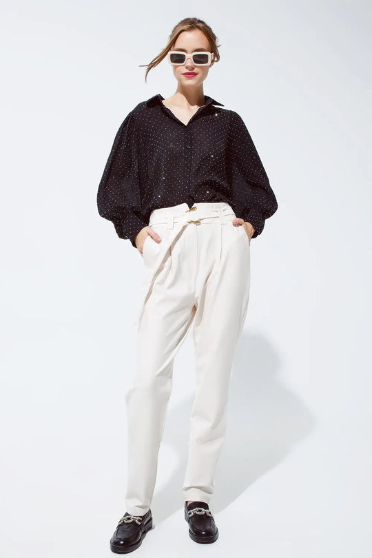 Blouse in black with strass detail - Shirts