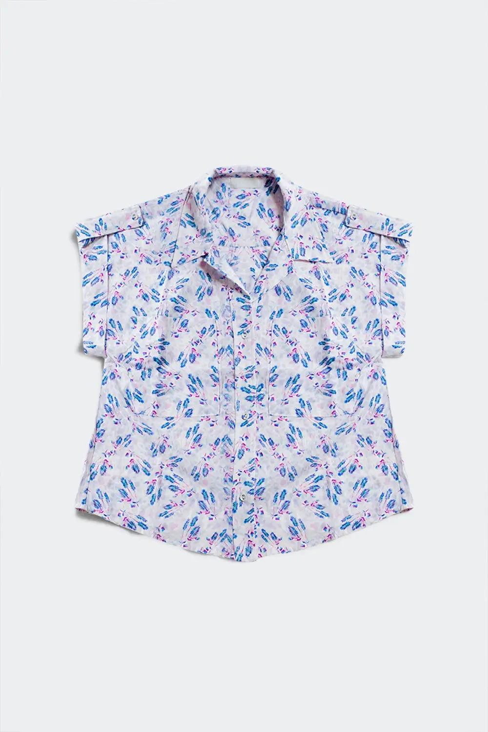 Blouse mauve avec poches et imprimé floral - Tee-Shirt