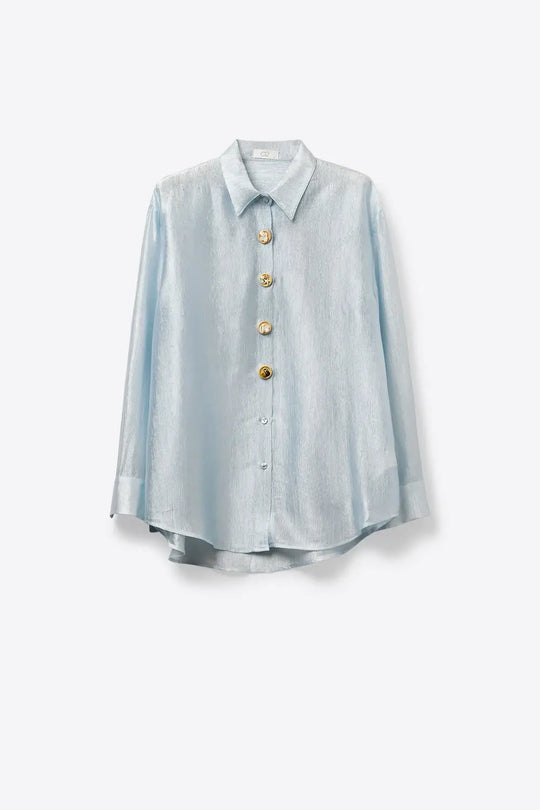 blouse tricotée bleu vif avec boutons rétro - Tee-Shirt