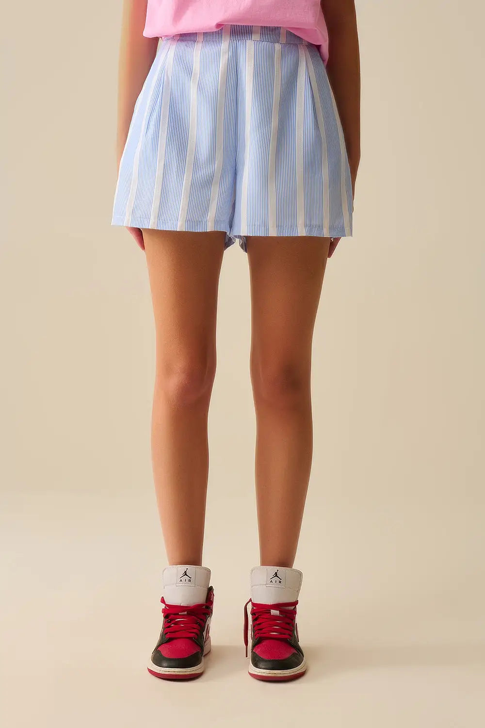 Q2 Blue and White Shorts with side pockets