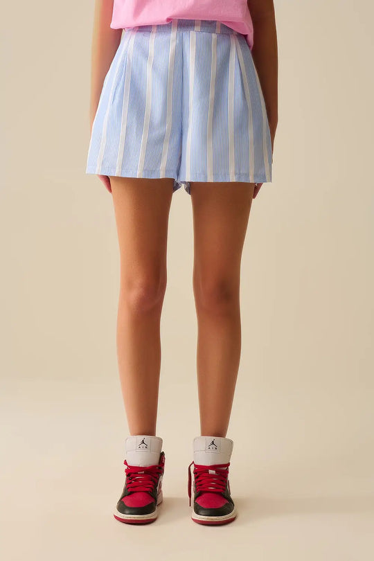 Q2 Blue and White Shorts with side pockets