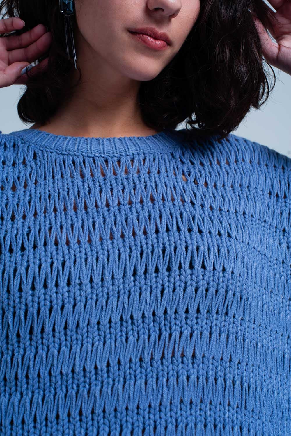 Blue Dropstitch Knitted Sweater