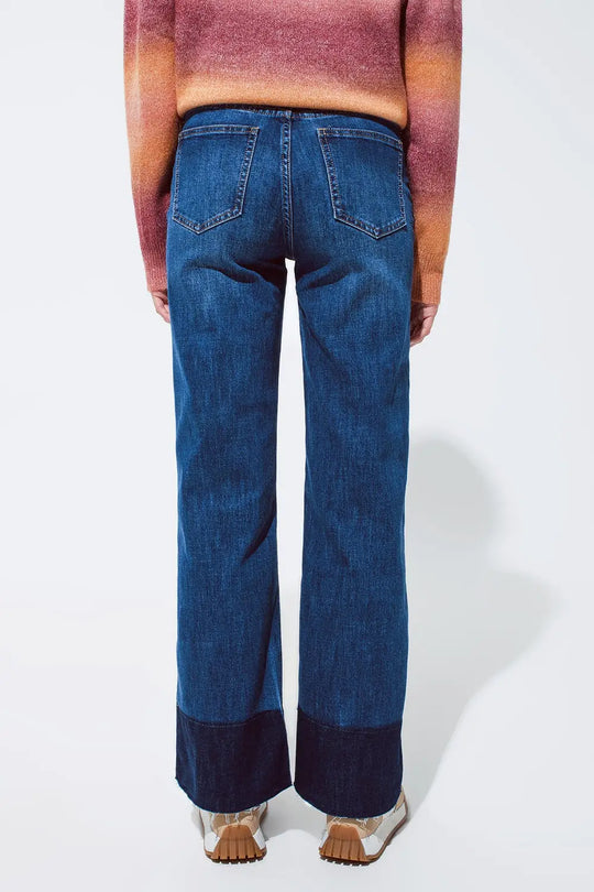 Blue flaired jeans with dark blue hem - Jeans