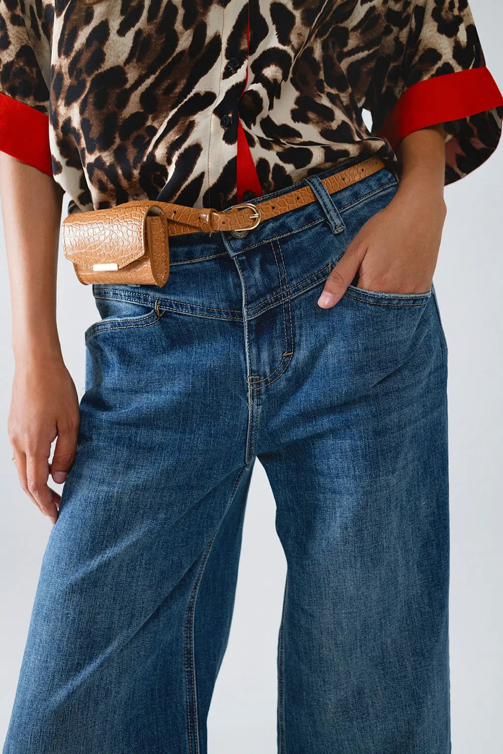 Blue Flare Jeans With Stitching Detail - Jeans