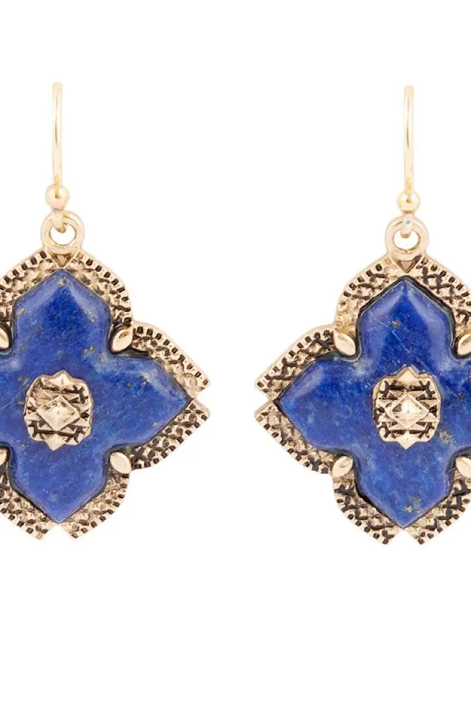 Blue Lapis Maltese Golden Cross Drop Earrings - Earrings