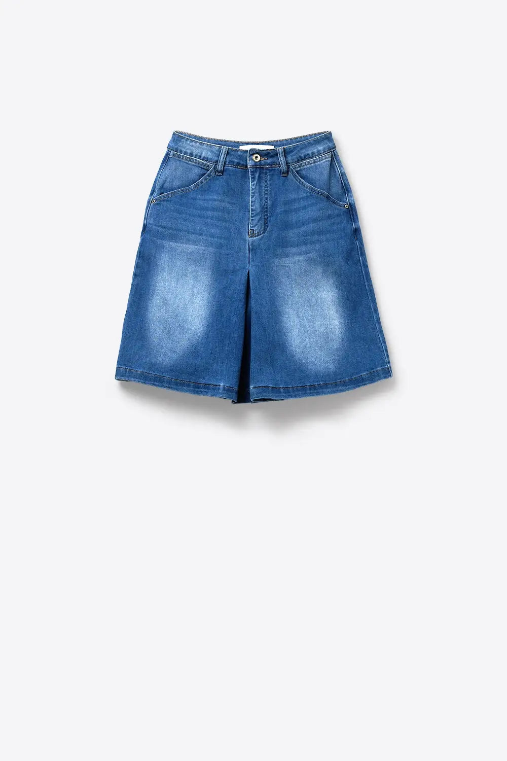 Blue Light Wash Denim Wide-Leg Shorts - Jeans