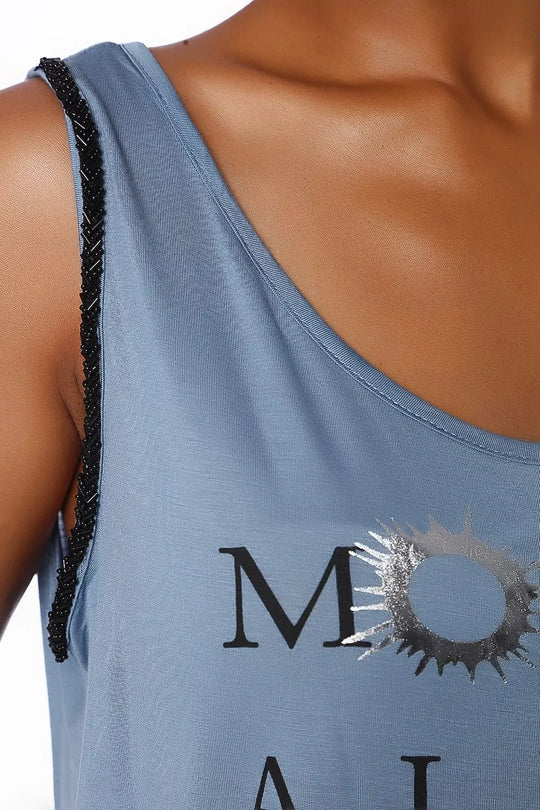 Blue logo tank top with center split - Shirts