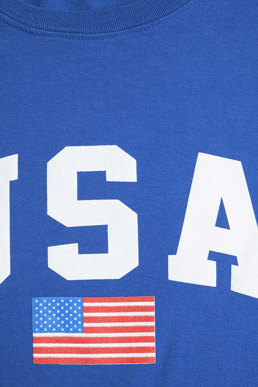 Blue loose long t-shirt with USA logo - One Size / Blue - Tops