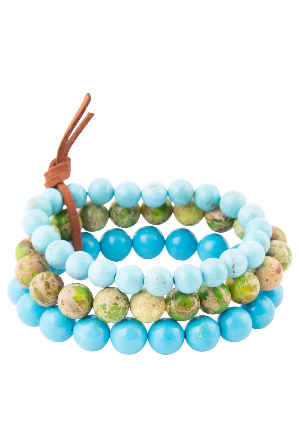 Fresh Twist Lime and Blue Turquoise Stack Bracelet Set - Bracelets