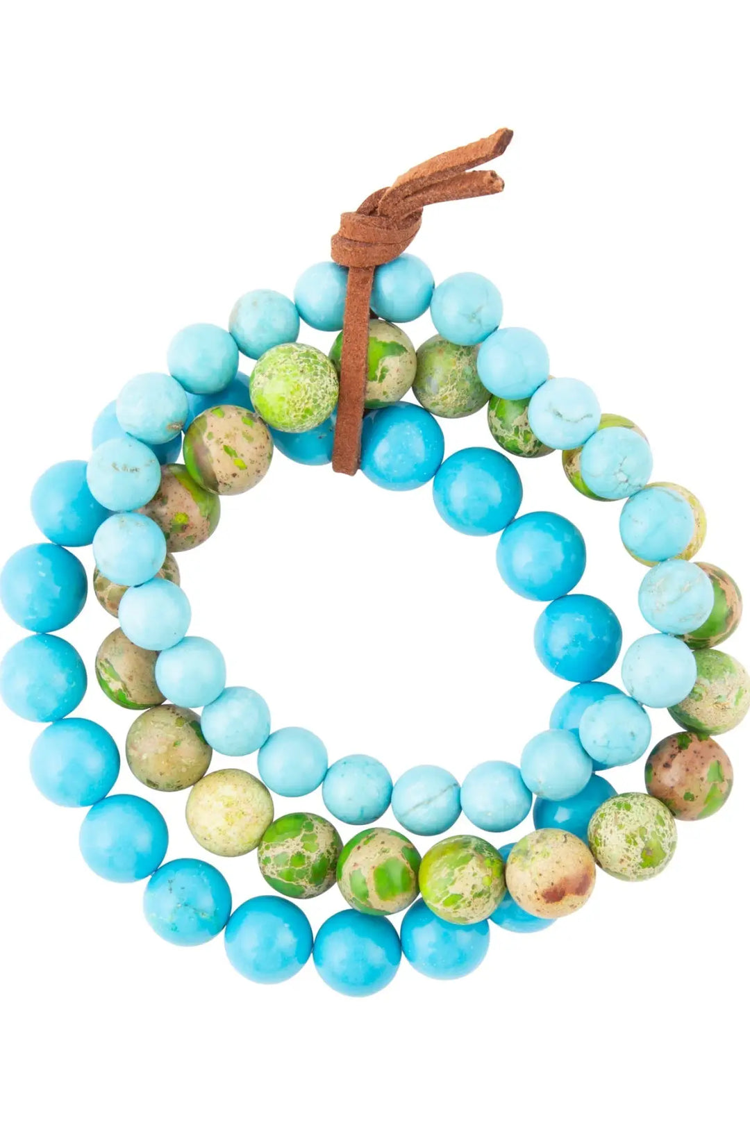 Fresh Twist Lime and Blue Turquoise Stack Bracelet Set - Bracelets