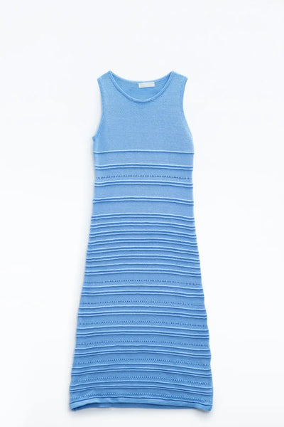 Q2 Blue Maxi Crochet Sleeveless Knitted Dress