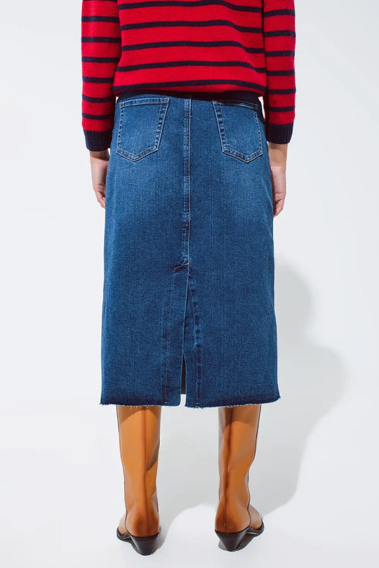 Blue maxi demin skirt with a long zipper chunky zipper down the front in Medium wash - Skirts