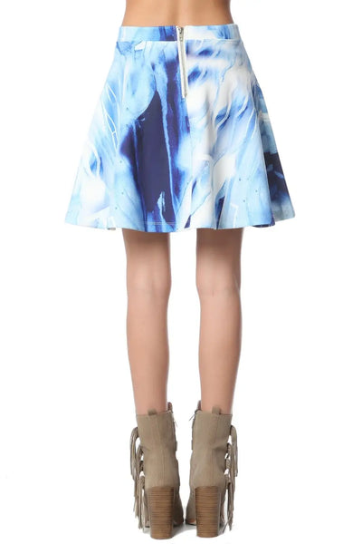 Blue mini skater skirt with dip dye effect - Skirts