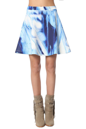 Q2 Blue mini skater skirt with dip dye effect