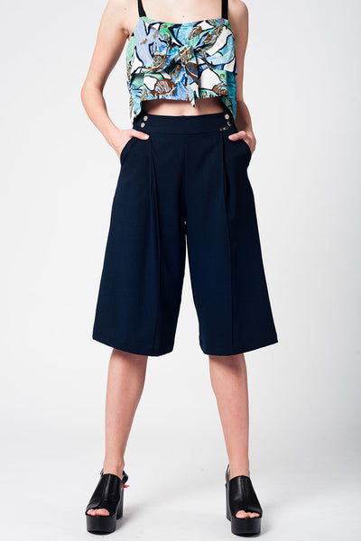 Q2 Blue navy pants skirt with silver buttons