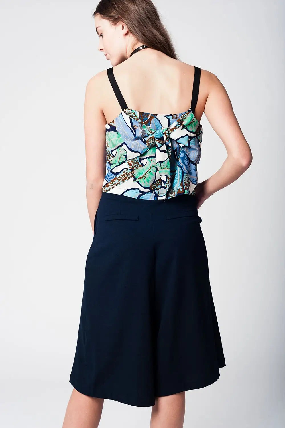 Blue navy pants skirt with silver buttons - Pants