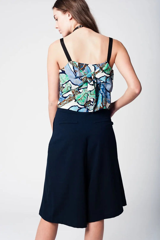 Blue navy pants skirt with silver buttons - Pants