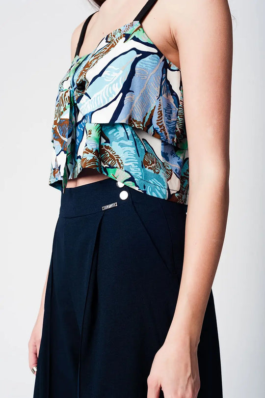 Blue navy pants skirt with silver buttons - Pants