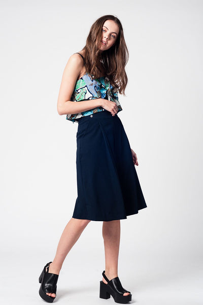 Blue navy pants skirt with silver buttons