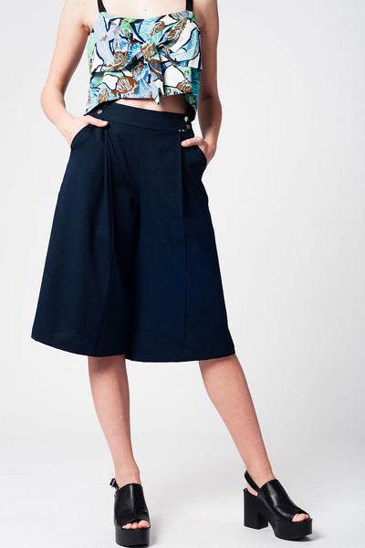 Blue navy pants skirt with silver buttons