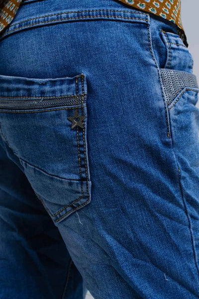 Blue skinny jeans with sequin details - Jeans