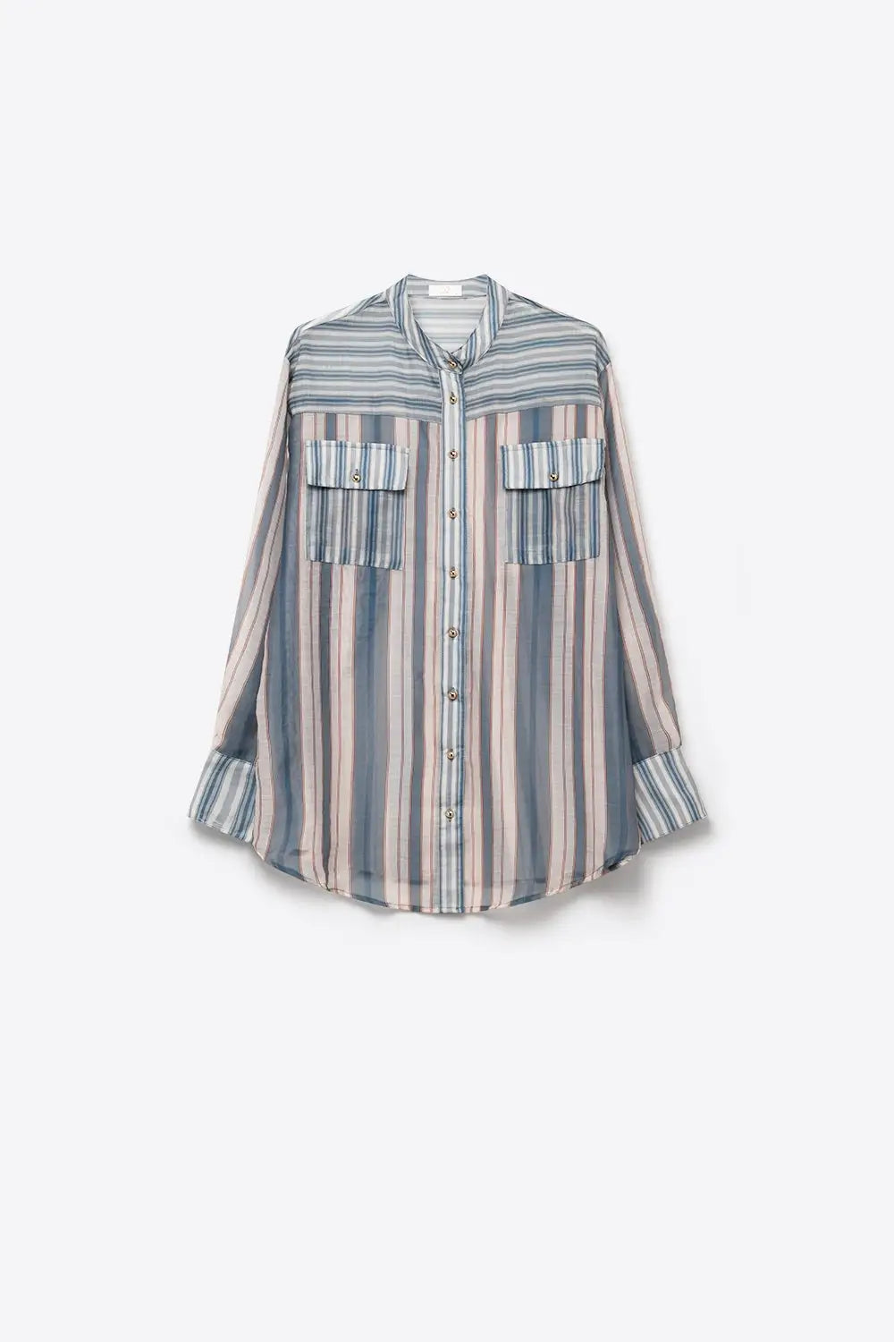 Blue Stripe Lightweight Shirt in chiffon - Shirts