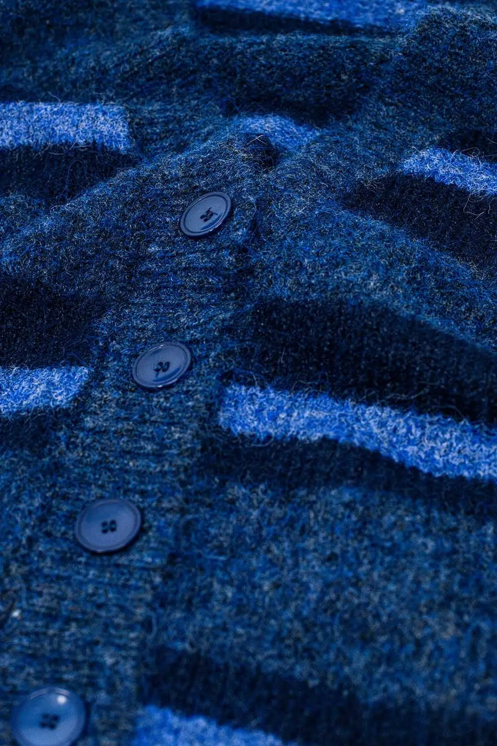 blue striped fluffy cardigan - Sweaters