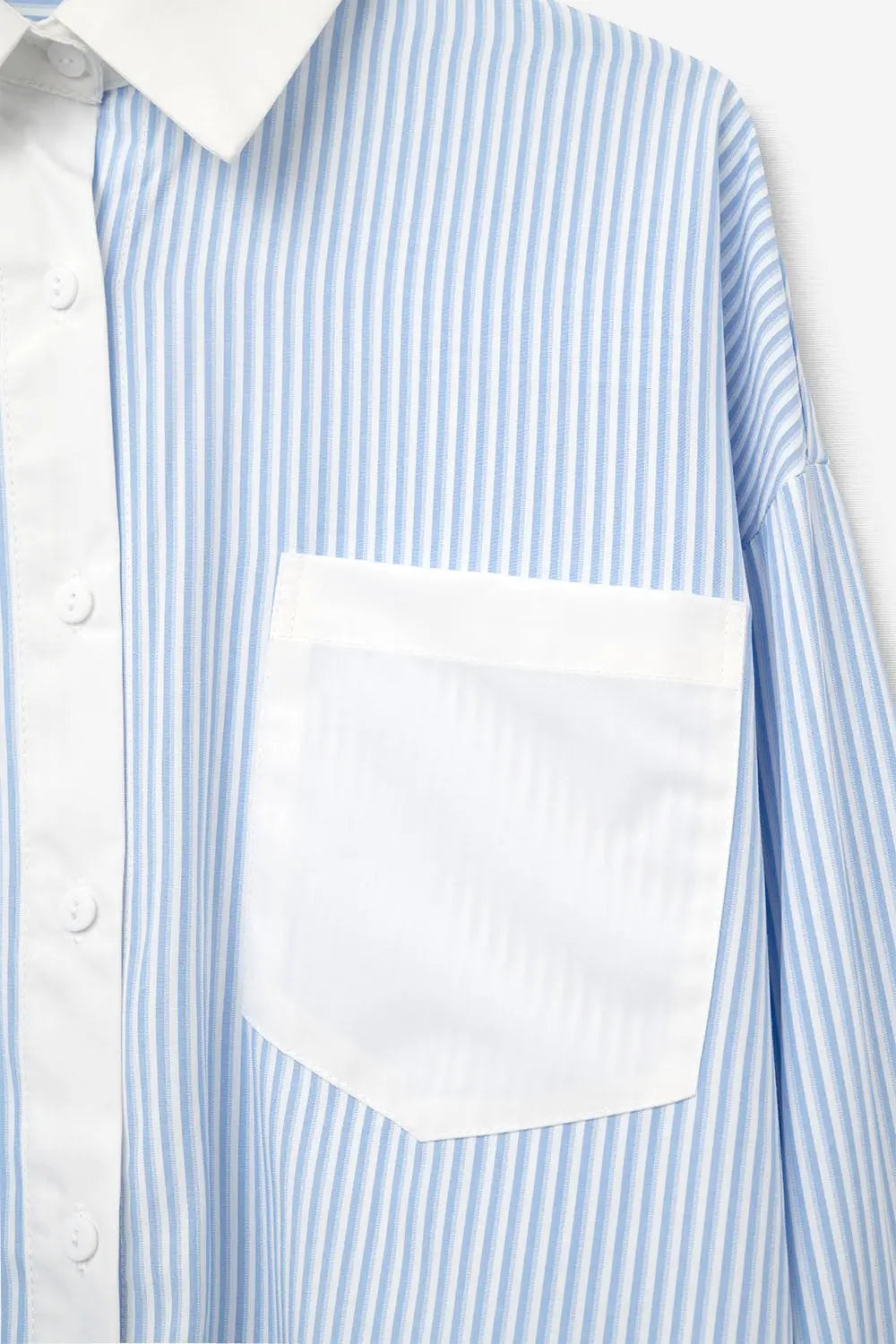 Blue Striped Shirt with pocket and white collar - Shirts