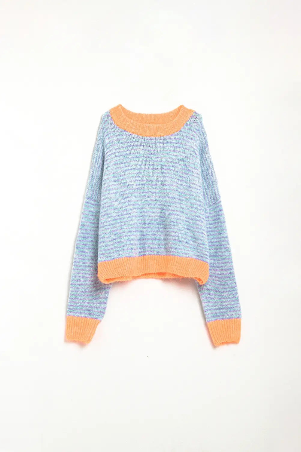 Oversized light blue/orange knit sweater - One Size / Orange - Sweaters