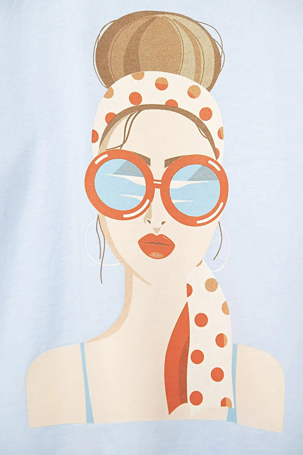 blue T-shirt made in Italy with a vintage girl graphic - One Size / Blue - Tops