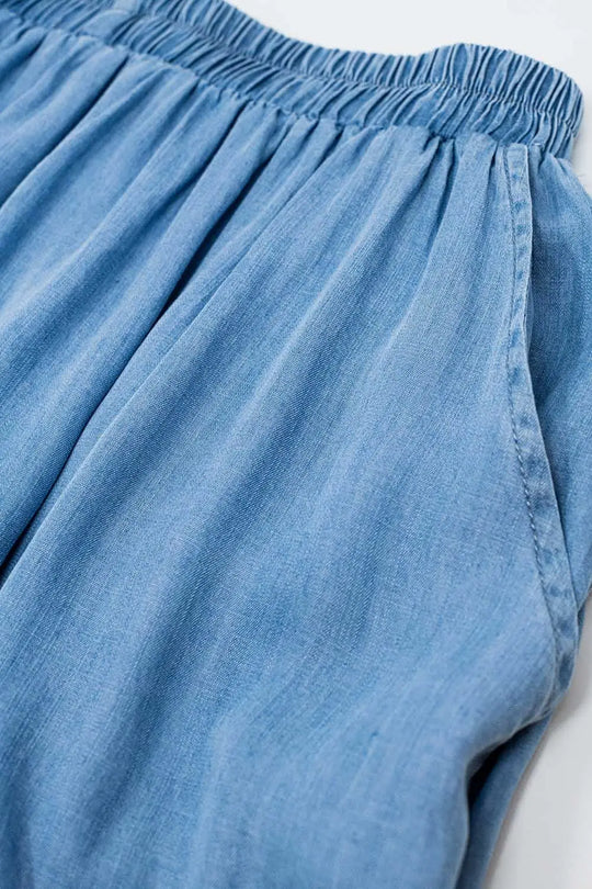 Blue Tencel Denim-Styled Maxi Skirt - Skirts