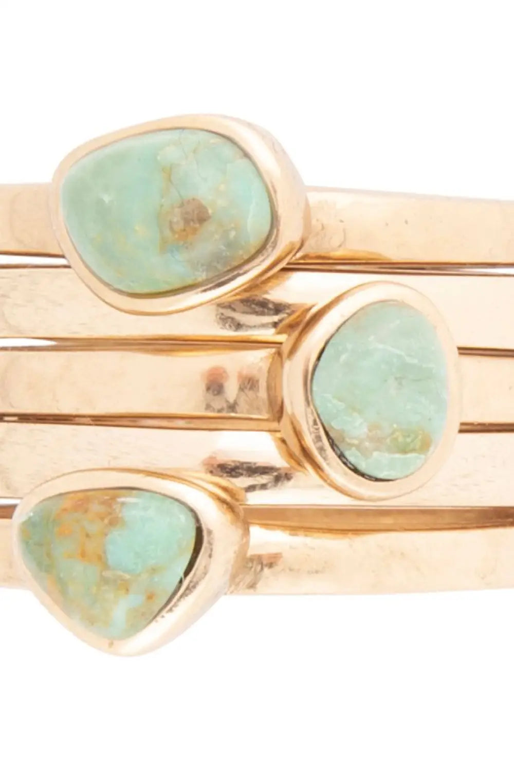 Blue Turquoise Golden Stacking Ring Set - Rings
