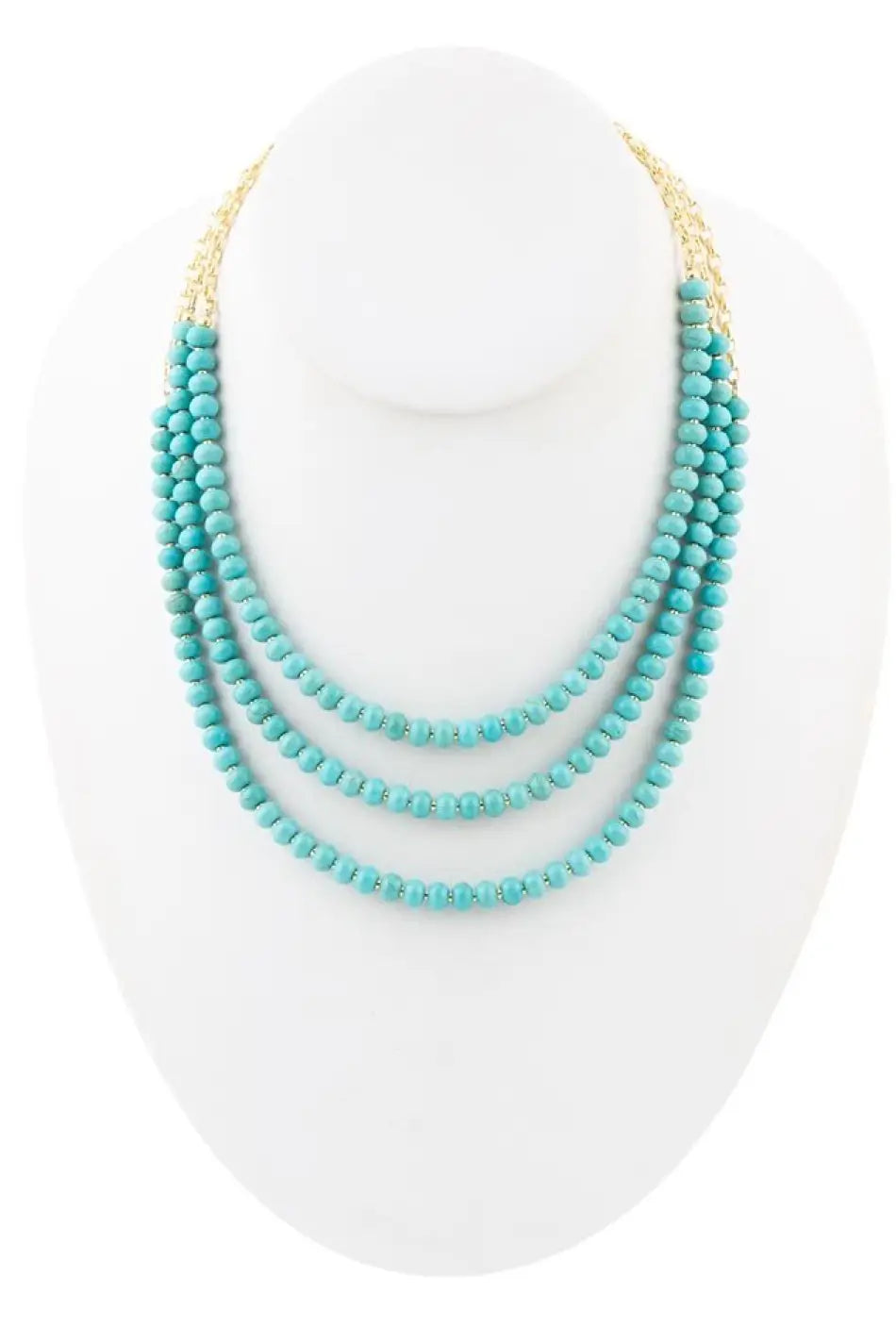 Blue Turquoise Magnesite Golden Necklace - Necklaces